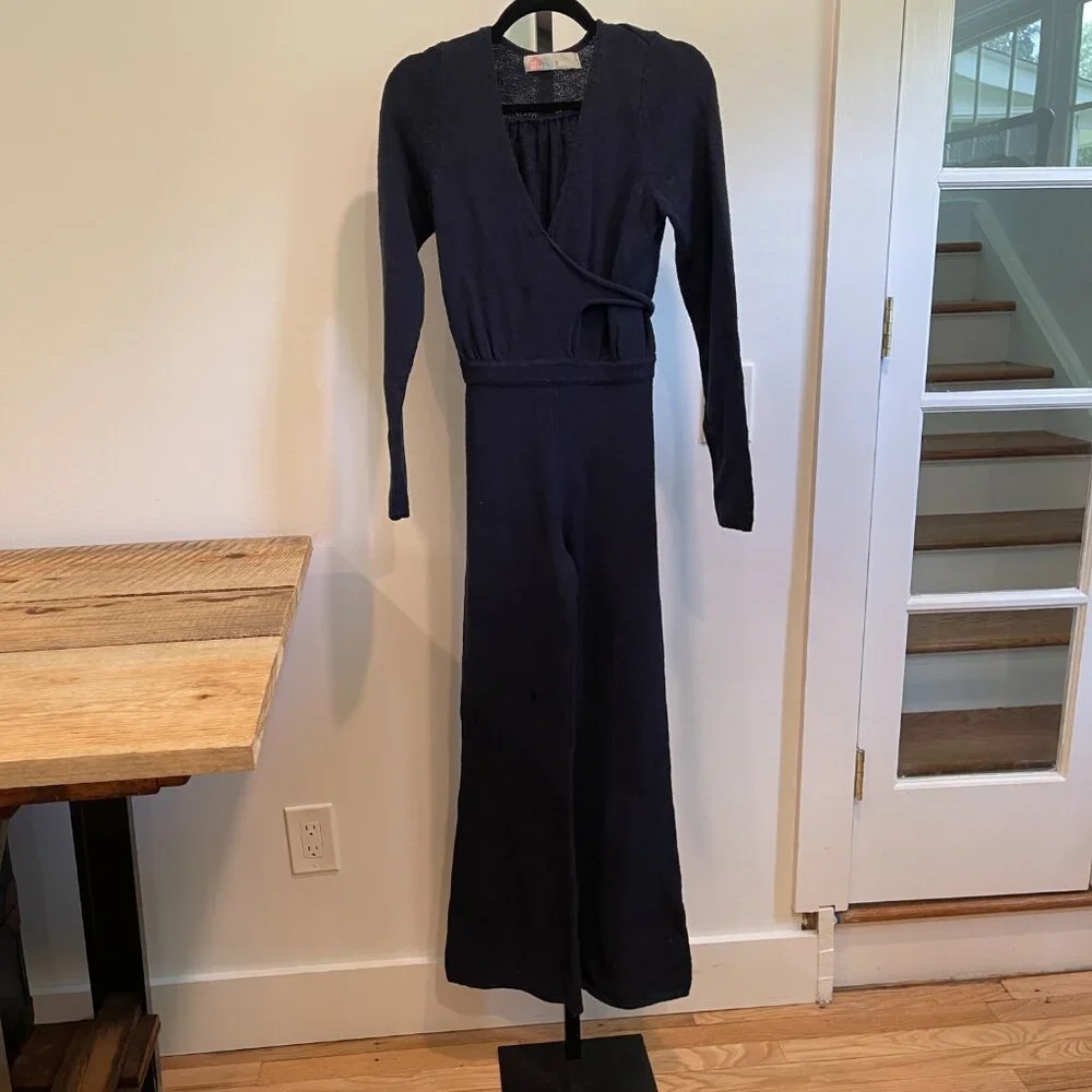 Free People Beach Women’s Lindsay Sweater Jumpsuit in Navy Blue NWOT Size XS